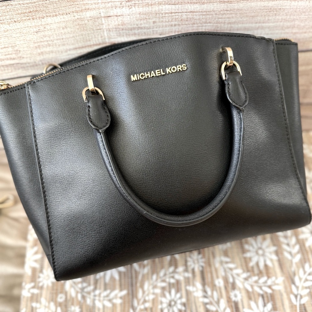 Michael Kors Black Satchel with Gold Hardware